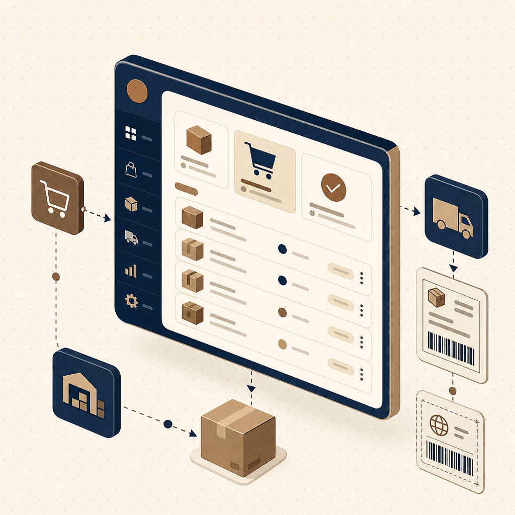 Dashboard OMS — flux des commandes vers expédition